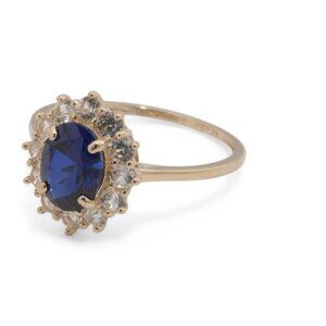 GEMOLIO Gold/Sapphire 14kt Gold Lab Sapphire Cluster Ring